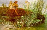 Arnold Bocklin Children Carving May Flutes Spain oil painting reproduction
